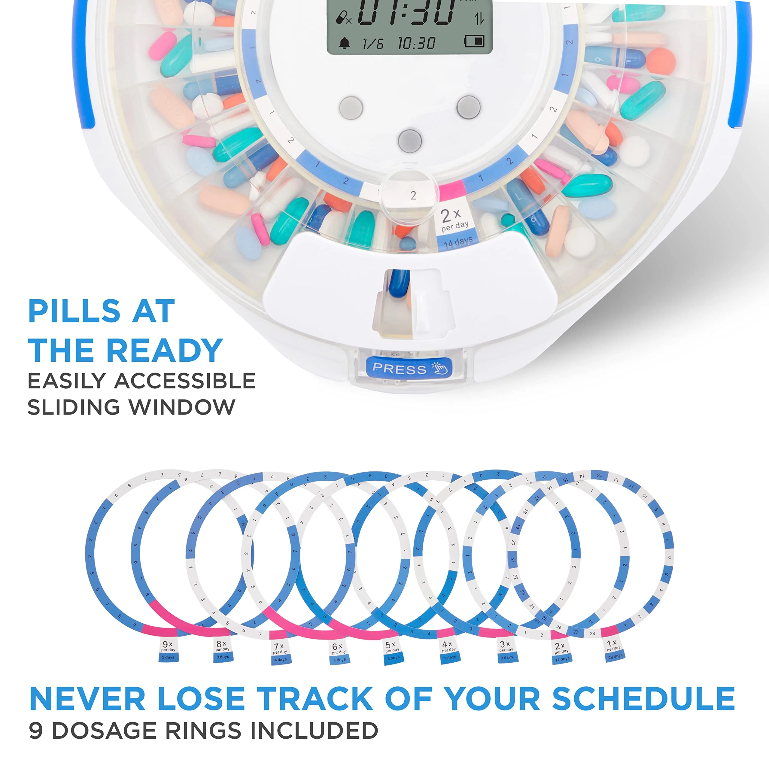 LiveFine Smart WiFi Automatic Pill Dispenser, 28-Day Pill Organizer with Lock Key & App - Clear Lid - Image 5