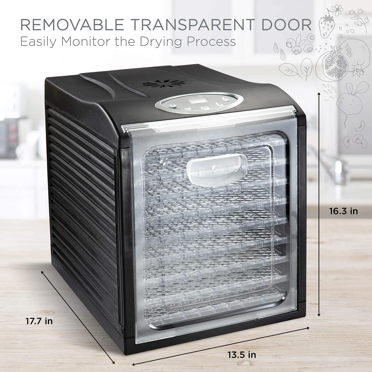 9 Tray Digital Food Dehydrator, Dehydrator Machine with Temperature Settings and Shutoff Timer - Image 6
