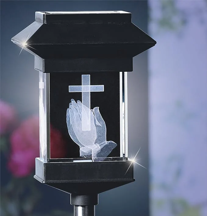 Skymall Crystal Light 14" Solar LED Memorial 3D Praying Hands - Image 2
