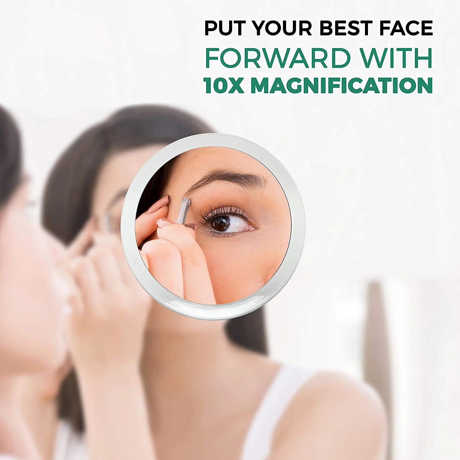 Makeup Mirror 8" Suction Cup 10X Magnifying Mirror w/Precision Tweezers - Image 9