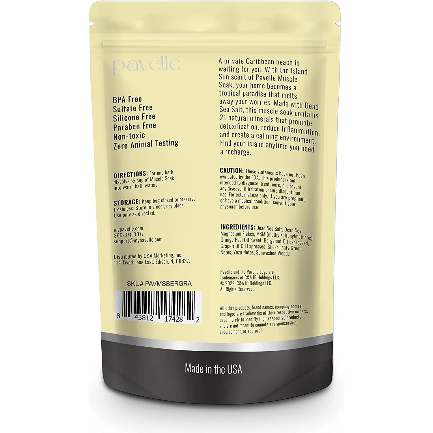 Pavelle 3 lbs. Dead Sea Muscle Soak, 100% Natural Dead Sea Salts for Soaking - Island Sun - Image 8