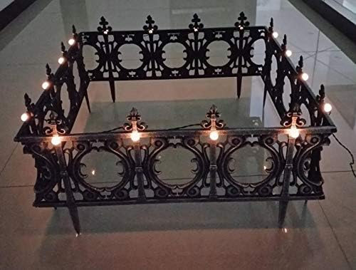 Decorative 4 Piece Solar Wrought Iron Metal Look Garden Border Fence - Image 2