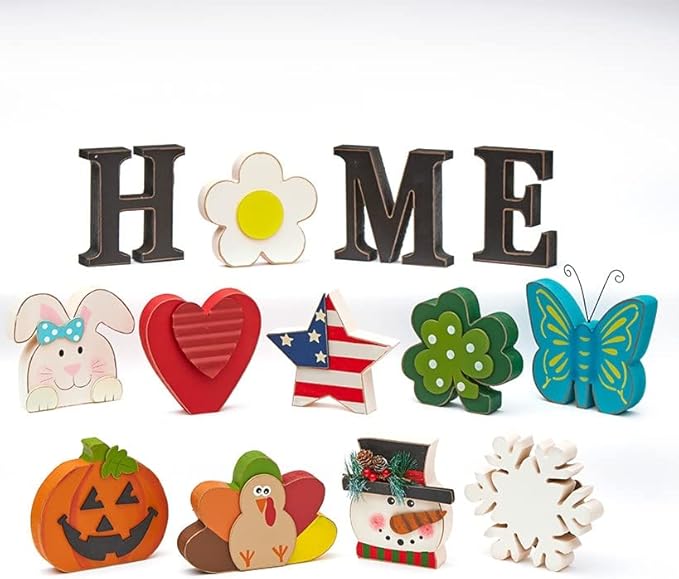 Decorative Tabletop Home Letter Sign with Seasonal Icons - 13 Pieces - Image 2
