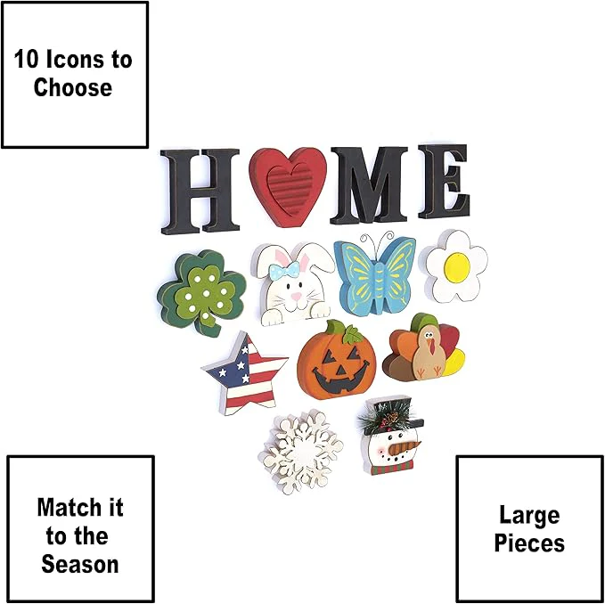 Decorative Tabletop Home Letter Sign with Seasonal Icons - 13 Pieces - Image 3