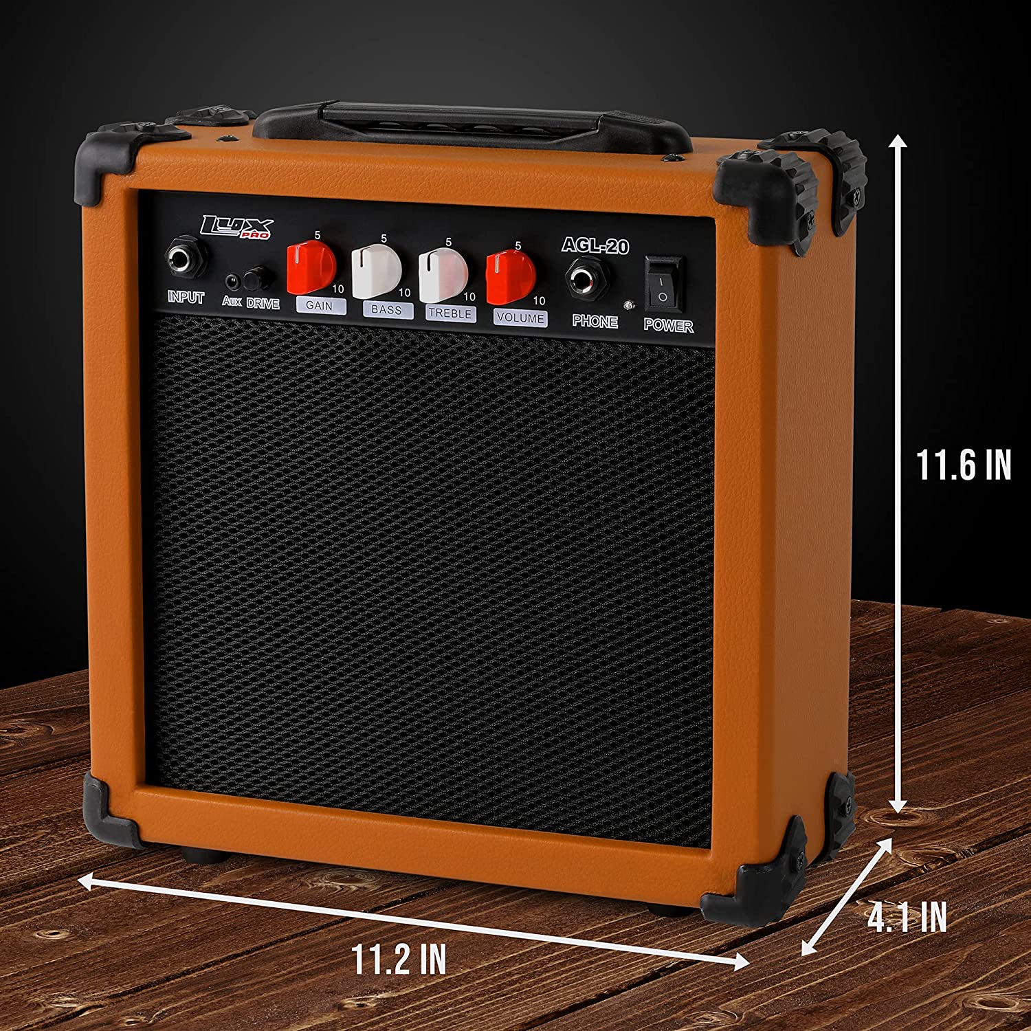 Electric Guitar Amp 20 Watt Amplifier Built In Speaker Headphone Jack And Aux Input Includes Gain Bass Treble Volume And Grind - Image 19