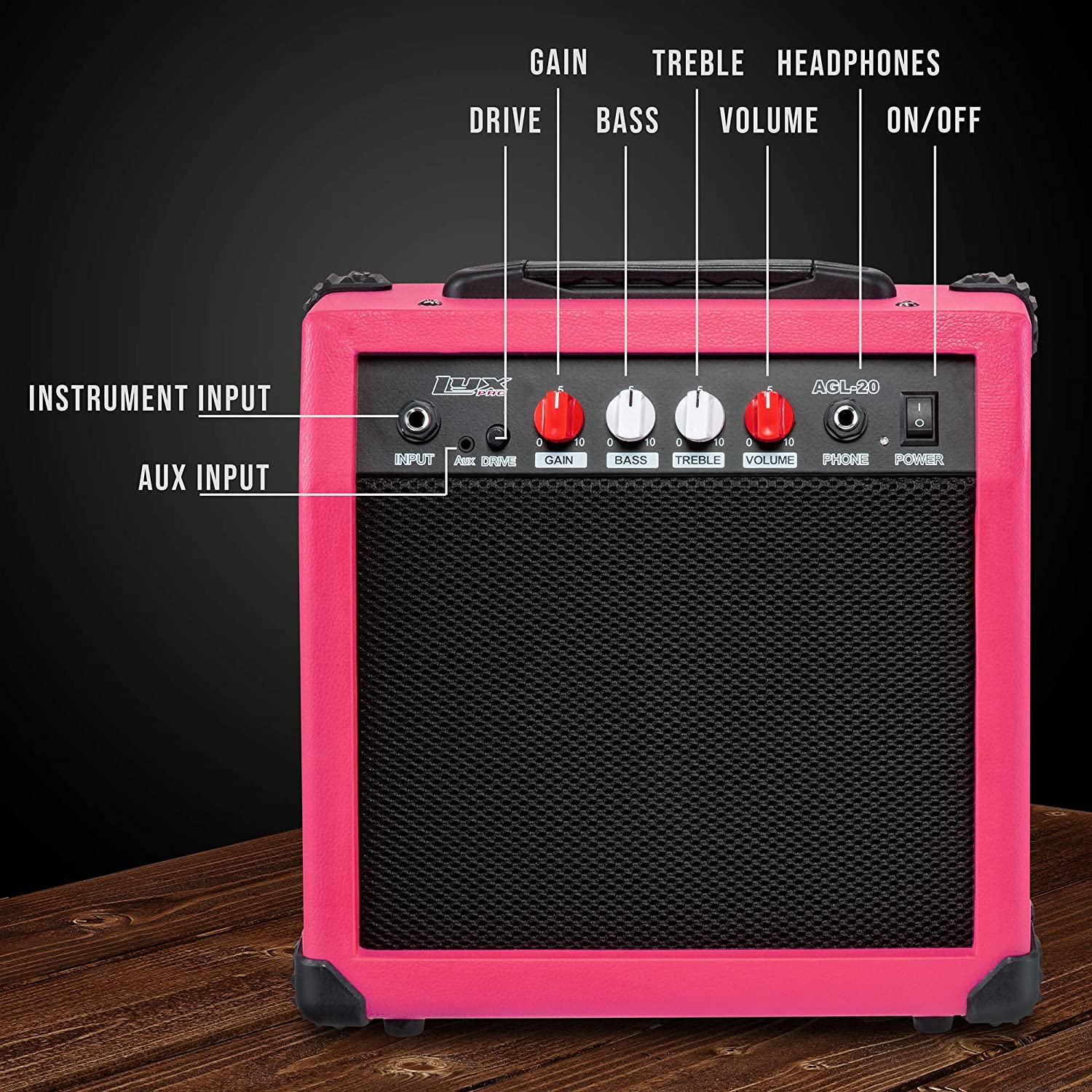 Electric Guitar Amp 20 Watt Amplifier Built In Speaker Headphone Jack And Aux Input Includes Gain Bass Treble Volume And Grind - Image 23
