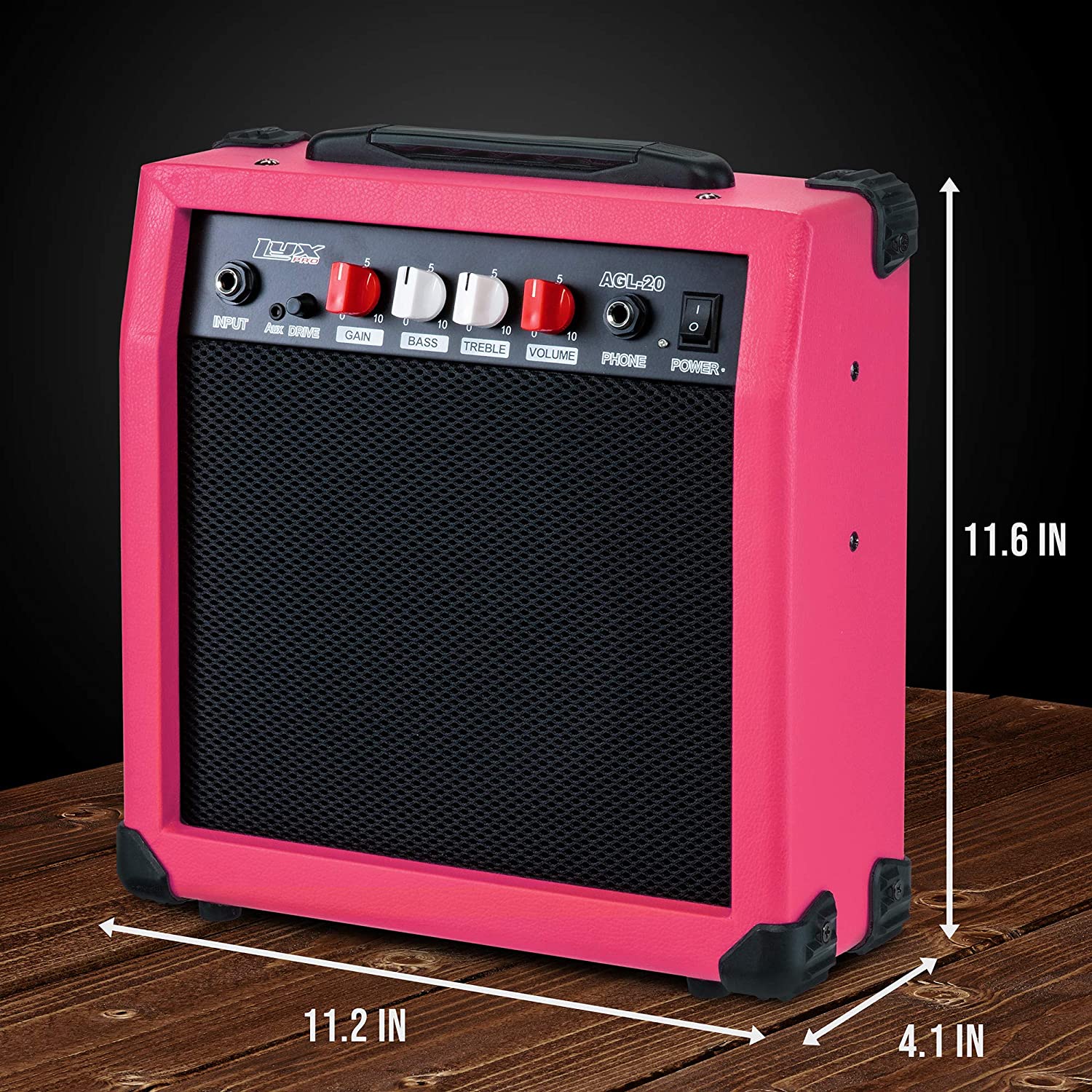 Electric Guitar Amp 20 Watt Amplifier Built In Speaker Headphone Jack And Aux Input Includes Gain Bass Treble Volume And Grind - Image 25