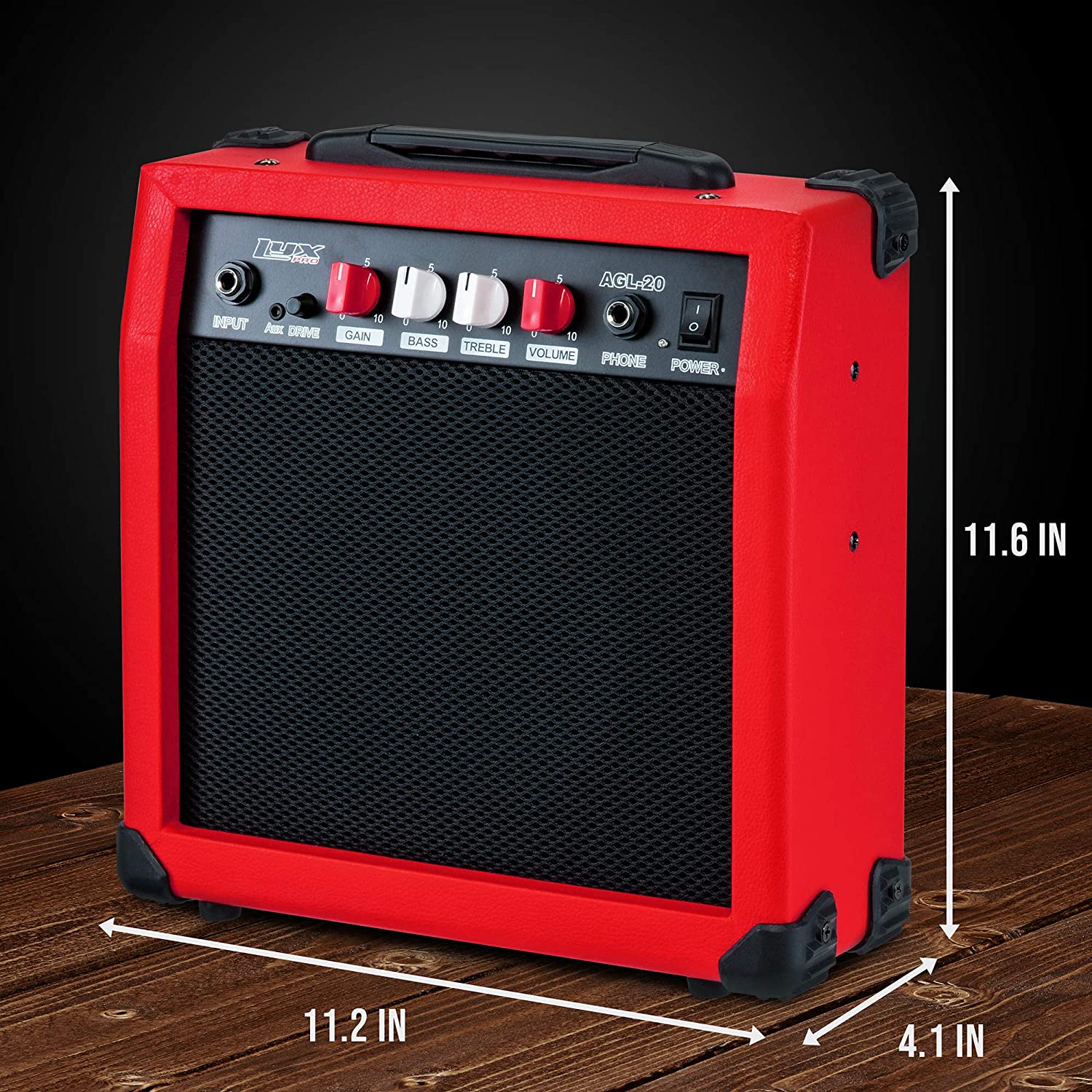 Electric Guitar Amp 20 Watt Amplifier Built In Speaker Headphone Jack And Aux Input Includes Gain Bass Treble Volume And Grind - Image 28