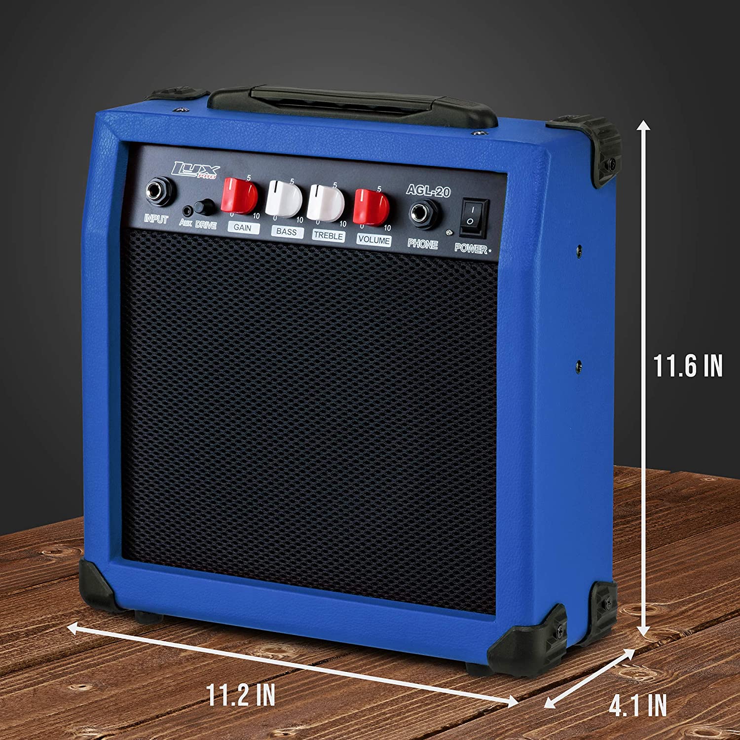 Electric Guitar Amp 20 Watt Amplifier Built In Speaker Headphone Jack And Aux Input Includes Gain Bass Treble Volume And Grind - Image 7
