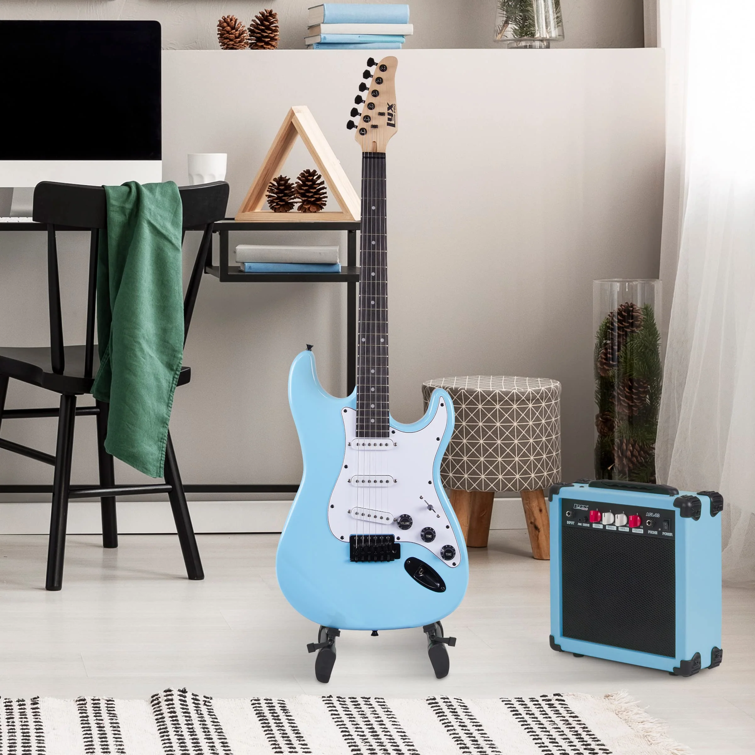 Electric Guitar Kit, 39” Electric Guitar with Amp & Accessories, Retro Blue - Image 7