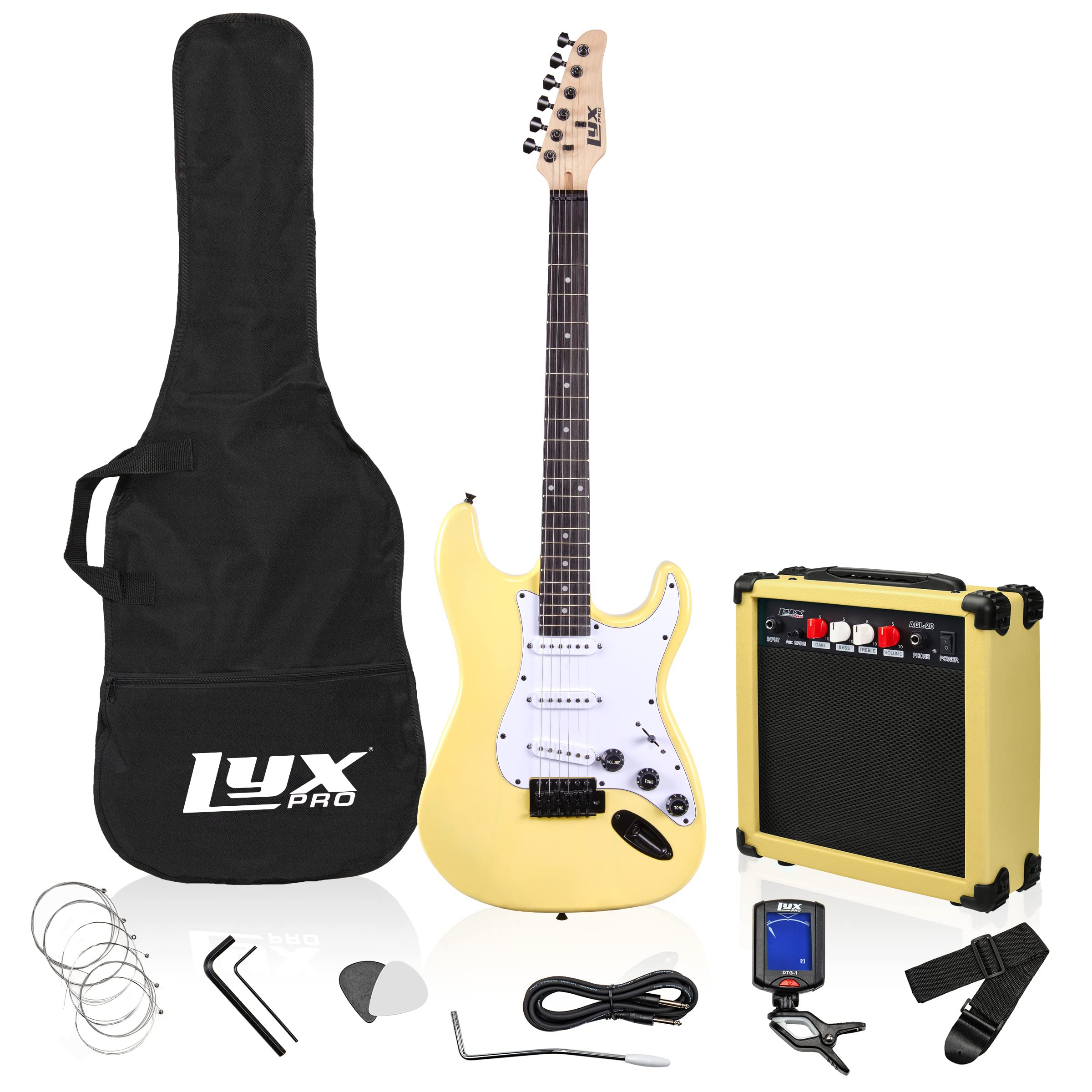 Electric Guitar Kit, 39” Electric Guitar with Amp & Accessories, Retro Yellow