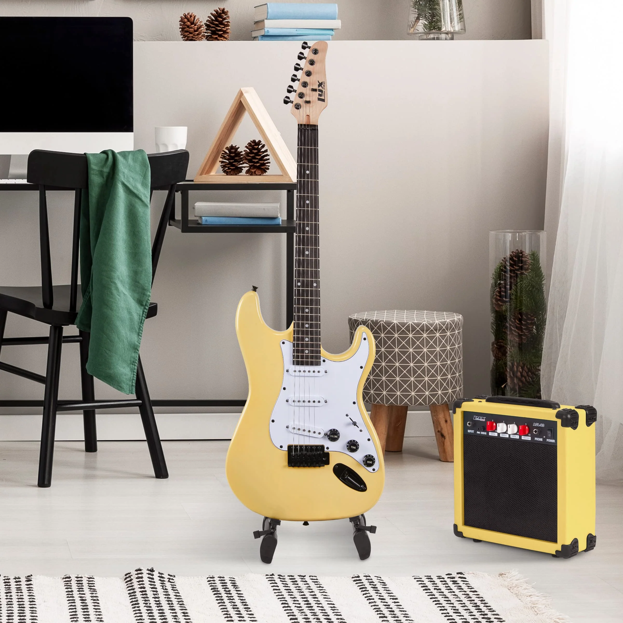 Electric Guitar Kit, 39” Electric Guitar with Amp & Accessories, Retro Yellow - Image 7