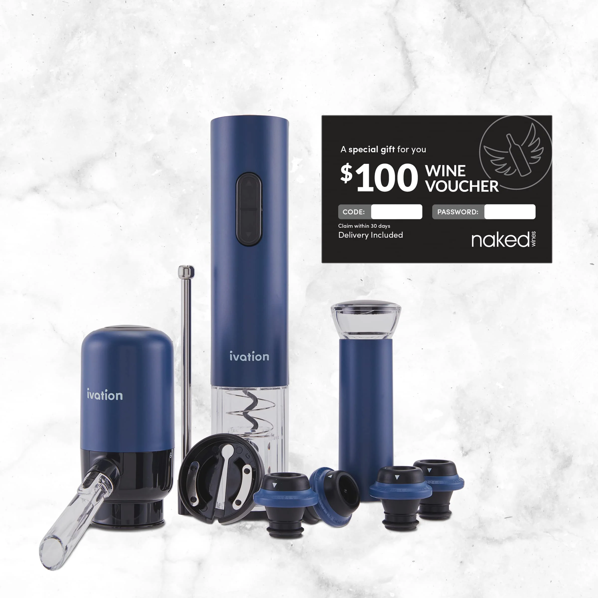 Ivation All-in-One Wine Gift Set - Wine Accessory Kit with Automatic Electric Bottle Opener & More - Image 7
