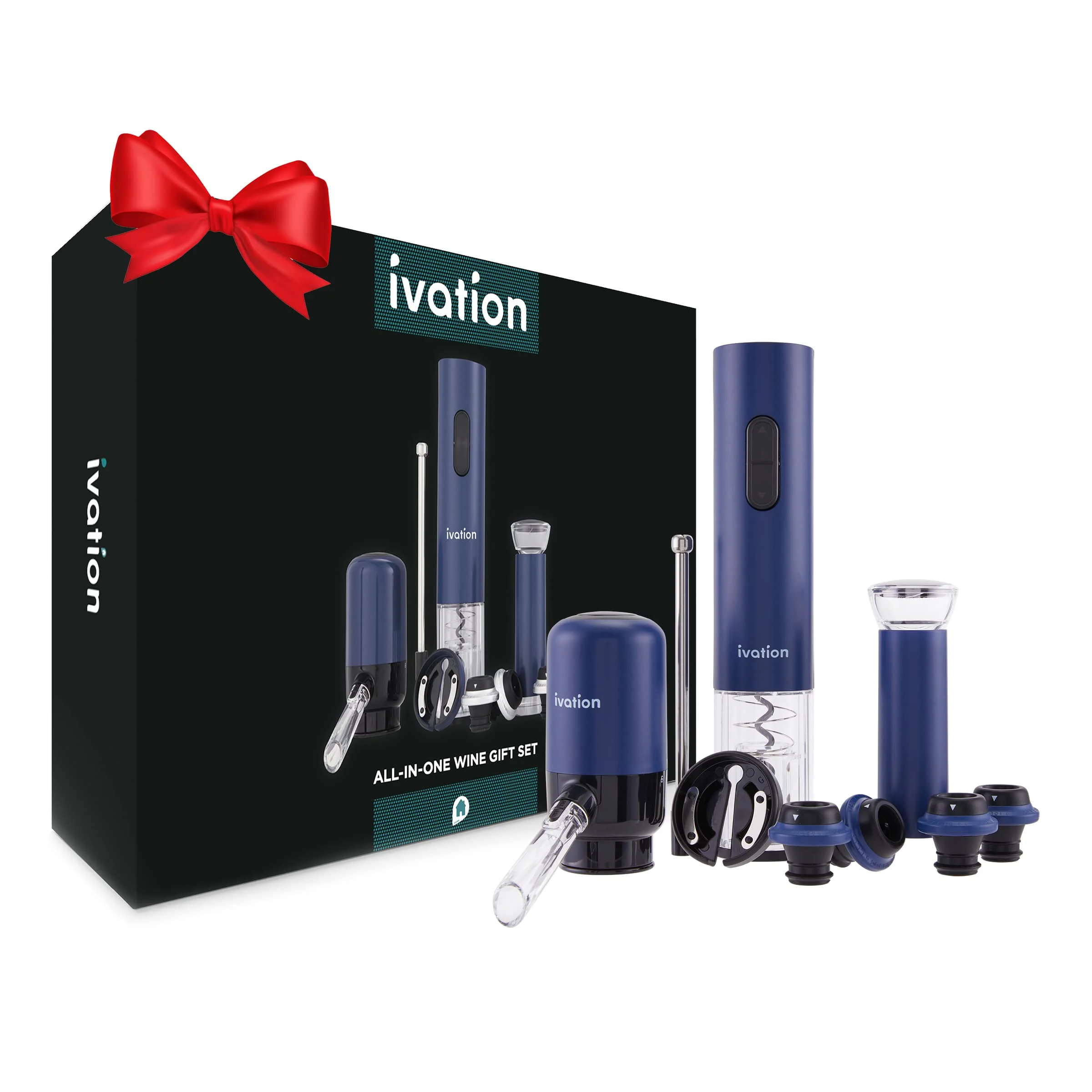 Ivation All-in-One Wine Gift Set - Wine Accessory Kit with Automatic Electric Bottle Opener & More - Image 8