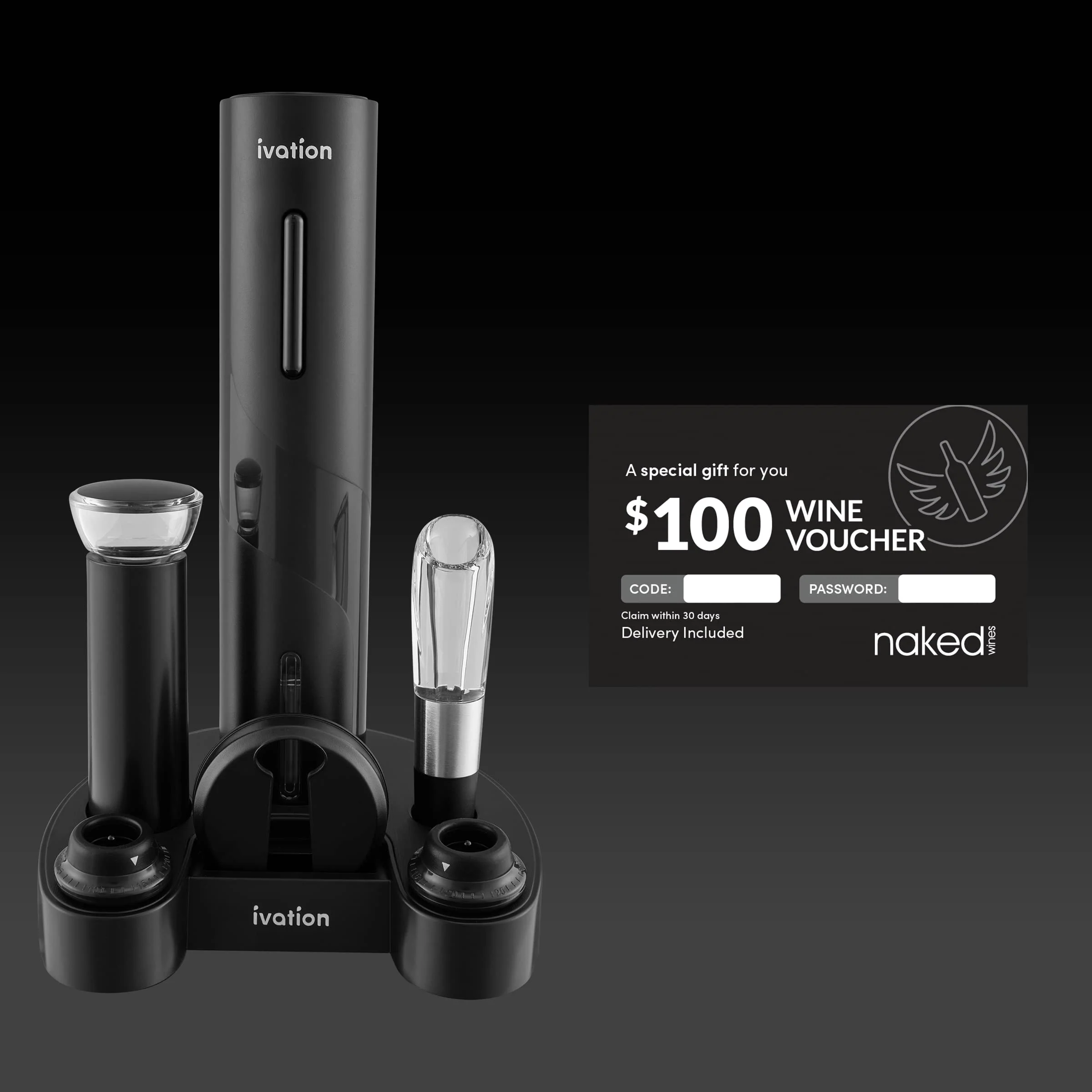Ivation 7-Piece Wine Gift Set, Wine Set with Electric Wine Opener, Wine Aerator Pourer and More - Image 7