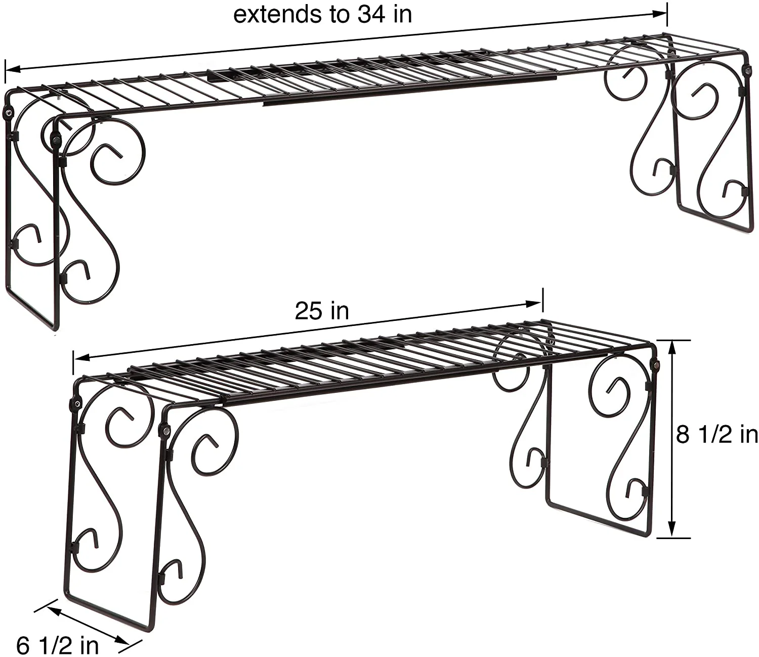 SkyMall Expandable Scroll Metal Over The Sink Shelf - Black - Image 2