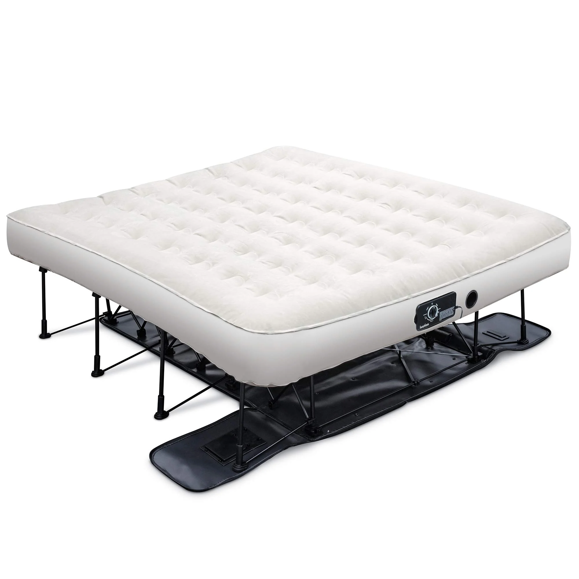 Ivation EZ-Bed King size - Air Mattress with Frame & Rolling Case, Self-Inflating with Auto Shut-Off, Comfortable Bed for Guests & Travel