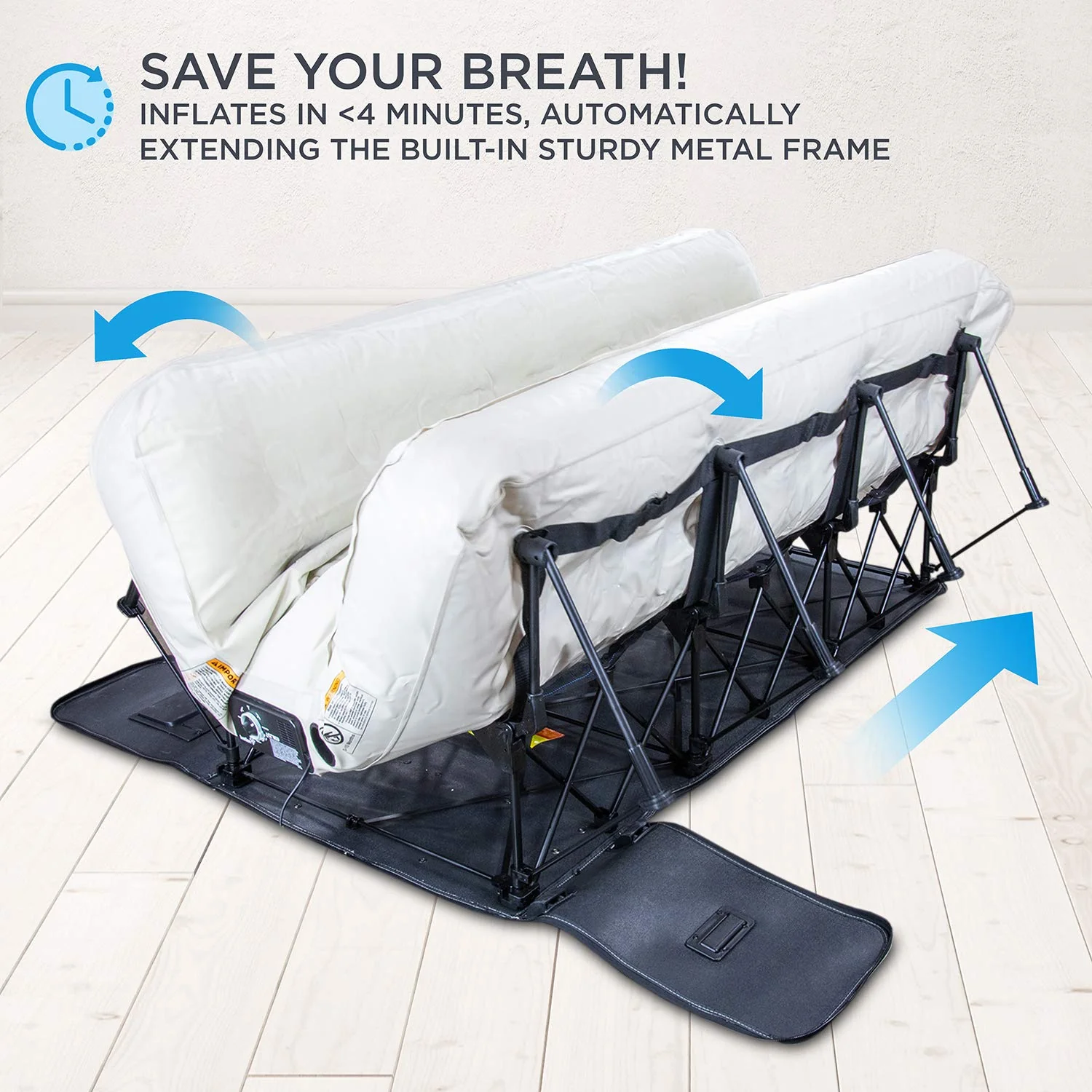 Ivation EZ-Bed King size - Air Mattress with Frame & Rolling Case, Self-Inflating with Auto Shut-Off, Comfortable Bed for Guests & Travel - Image 3