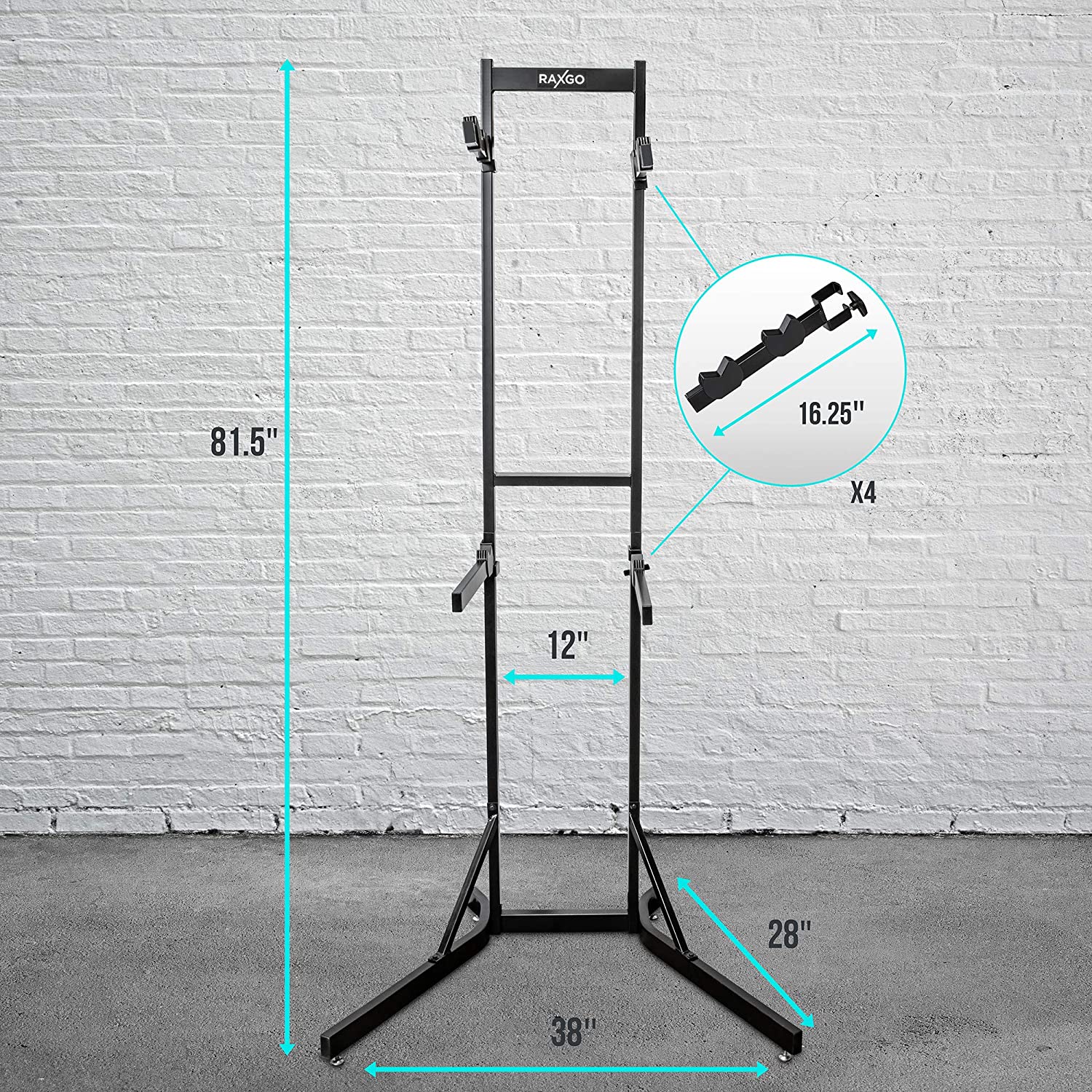 Garage Bike Rack, Freestanding 4 Bicycle Storage Stand with Adjustable Hooks for Indoor & Home Use - Image 6
