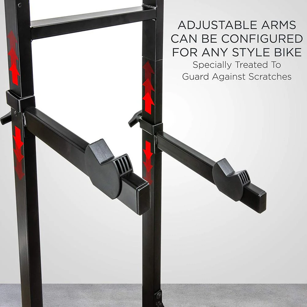 Garage Bike Rack, Freestanding 2 Bicycle Storage Stand with Adjustable Hooks for Indoor & Home Use - Image 5