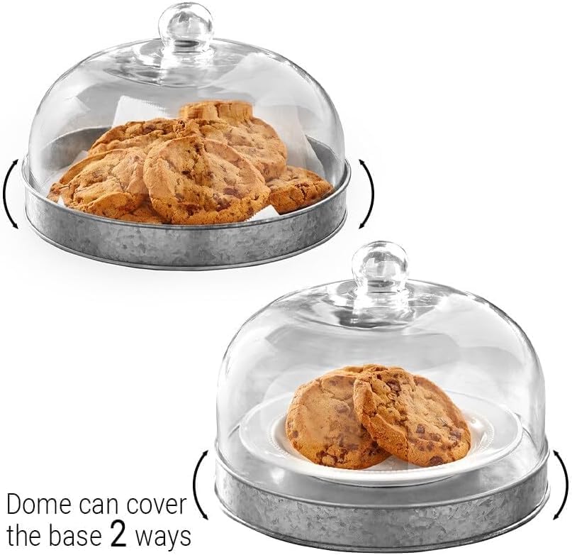 SkyMall Galvanized Metal and Glass Dome Server - Image 5
