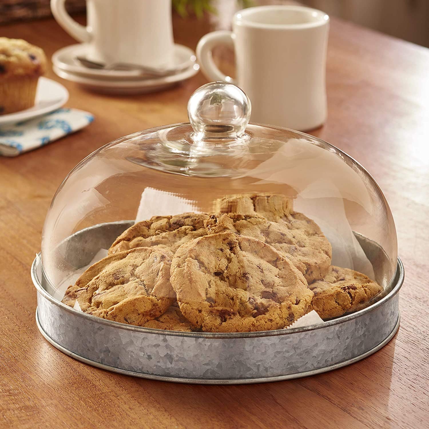 SkyMall Galvanized Metal and Glass Dome Server - Image 7