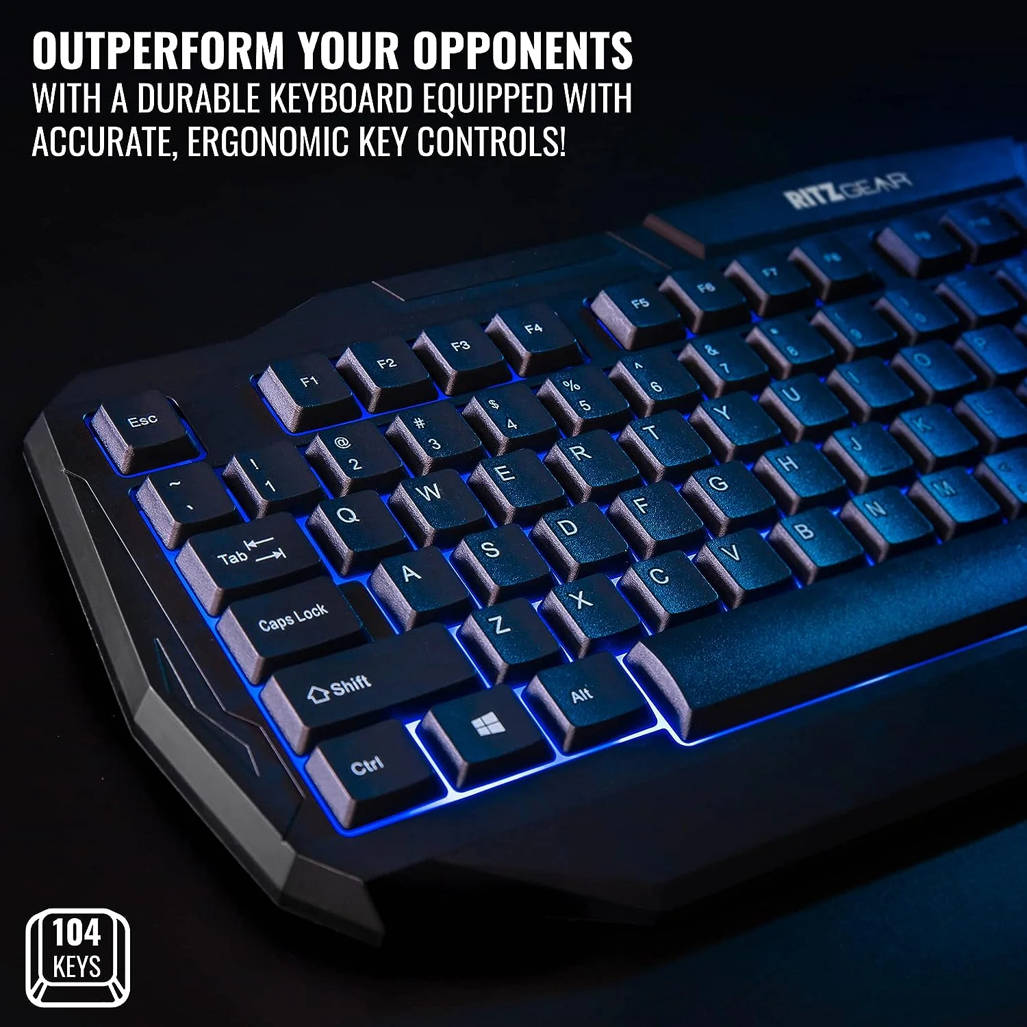 Ritz Gear Gaming PC Bundle, 4-in-1 LED Gaming PC Kit with Keyboard, Mouse, Mouse Pad & Headset - Image 2