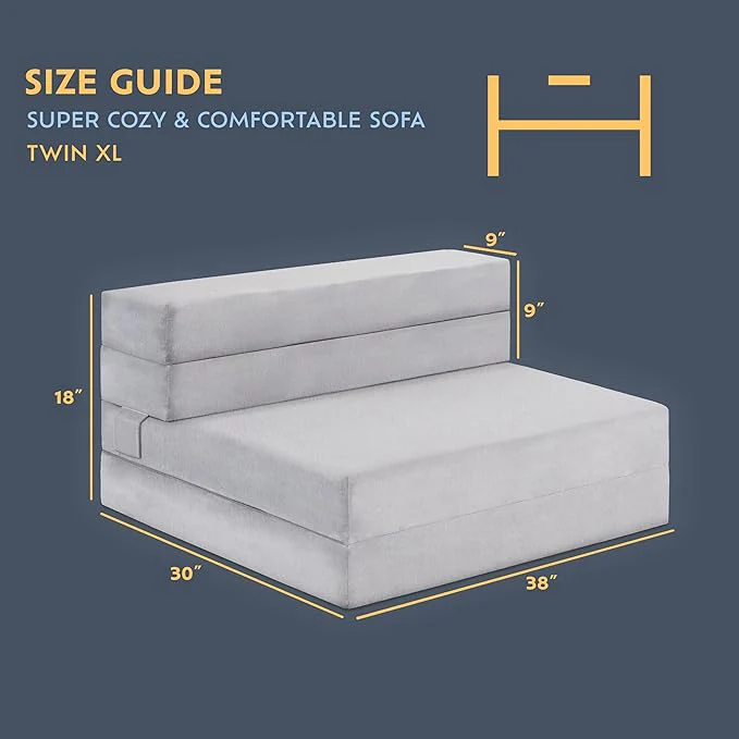 Heyward 4.5” Trifold Mattress + Sofa, Portable Twin XL Foldable Mattress Folds Into Couch - Image 4