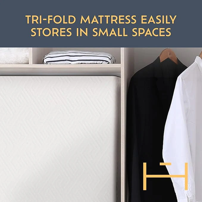 Heyward Premium 4” Trifold Mattress, Portable Memory Foam Folding Mattress, Twin Size - Image 3