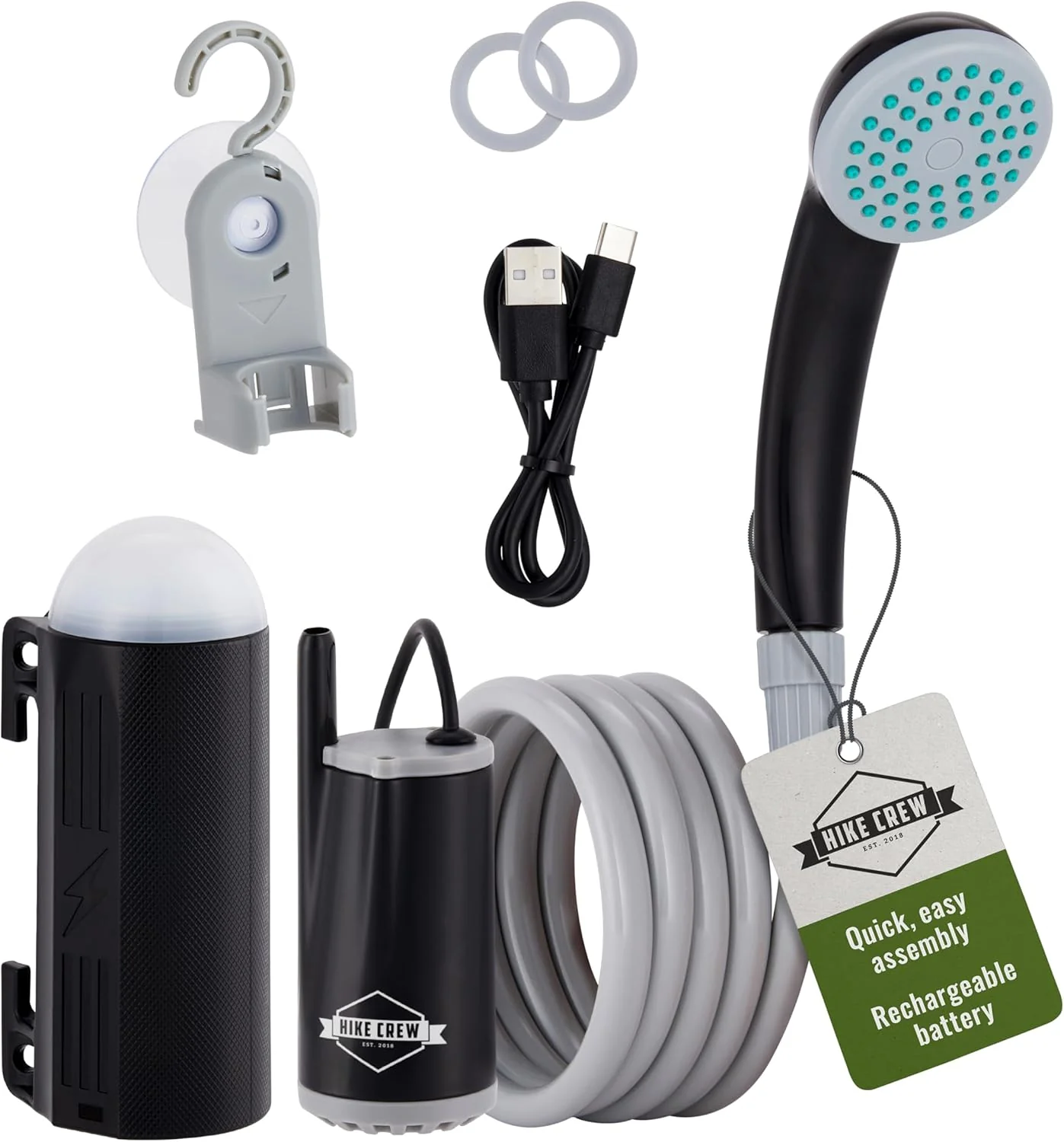 Hike Crew Battery-Operated Camping Shower w/LED Light, Outdoor Handheld Portable Shower for Camping - Image 9