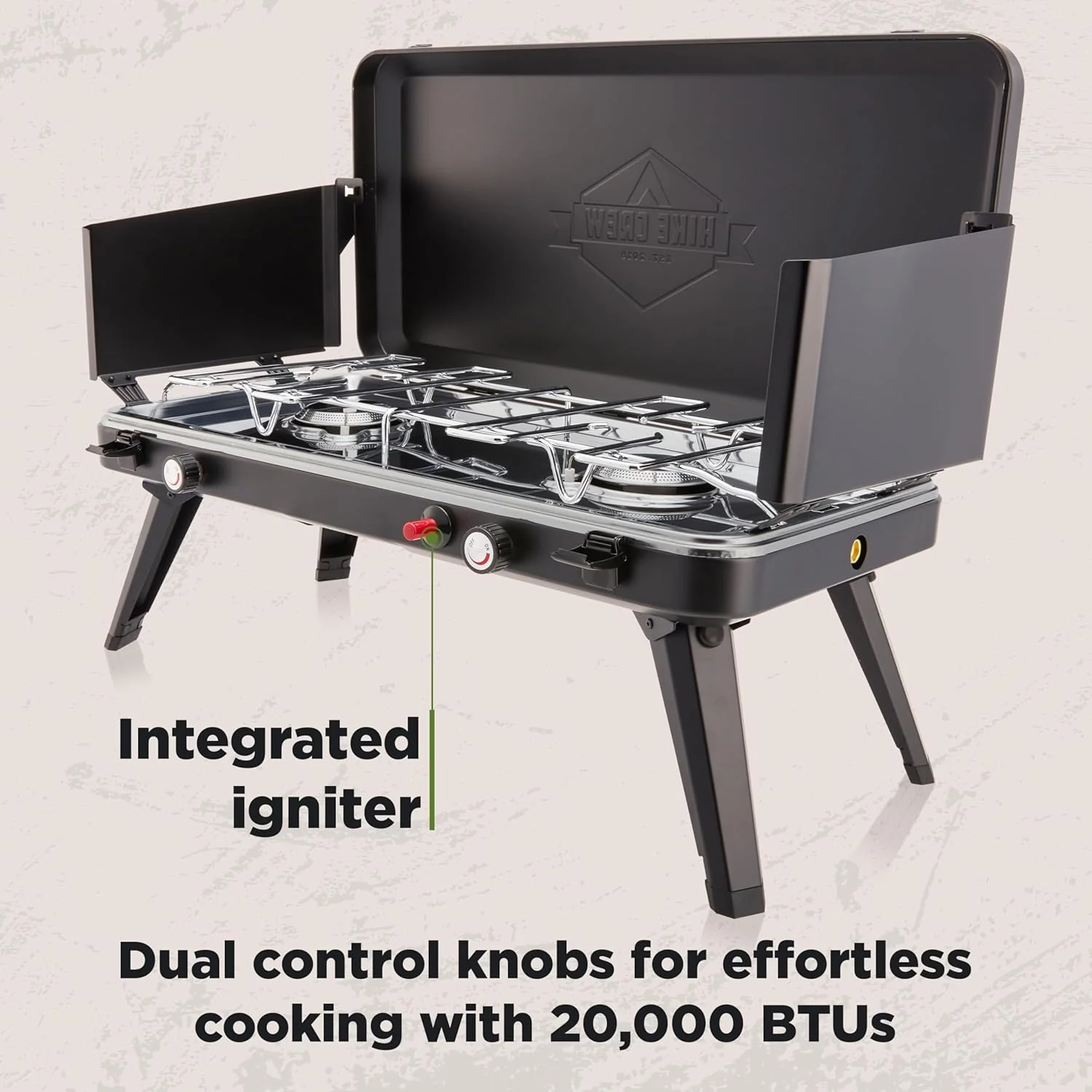 Hike Crew 2-Burner Gas Camping Stove - 20,000 BTU Propane Portable Grill with Igniter & More! - Image 3