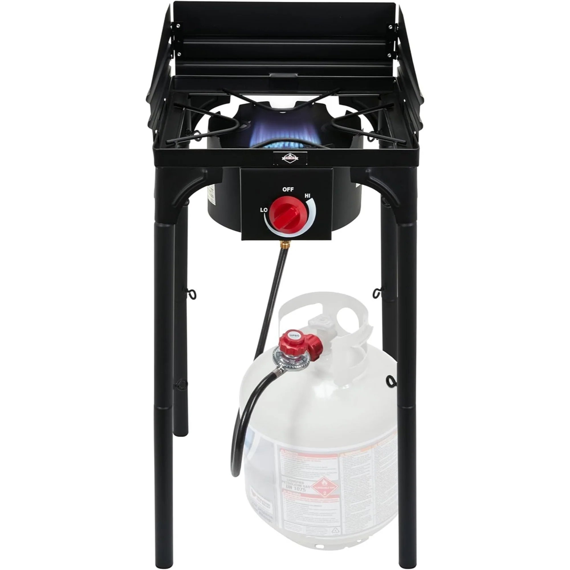 Hike Crew Cast Iron 1-Burner Gas Camping Stove, 75,000 BTU Portable Stove w/Flame.