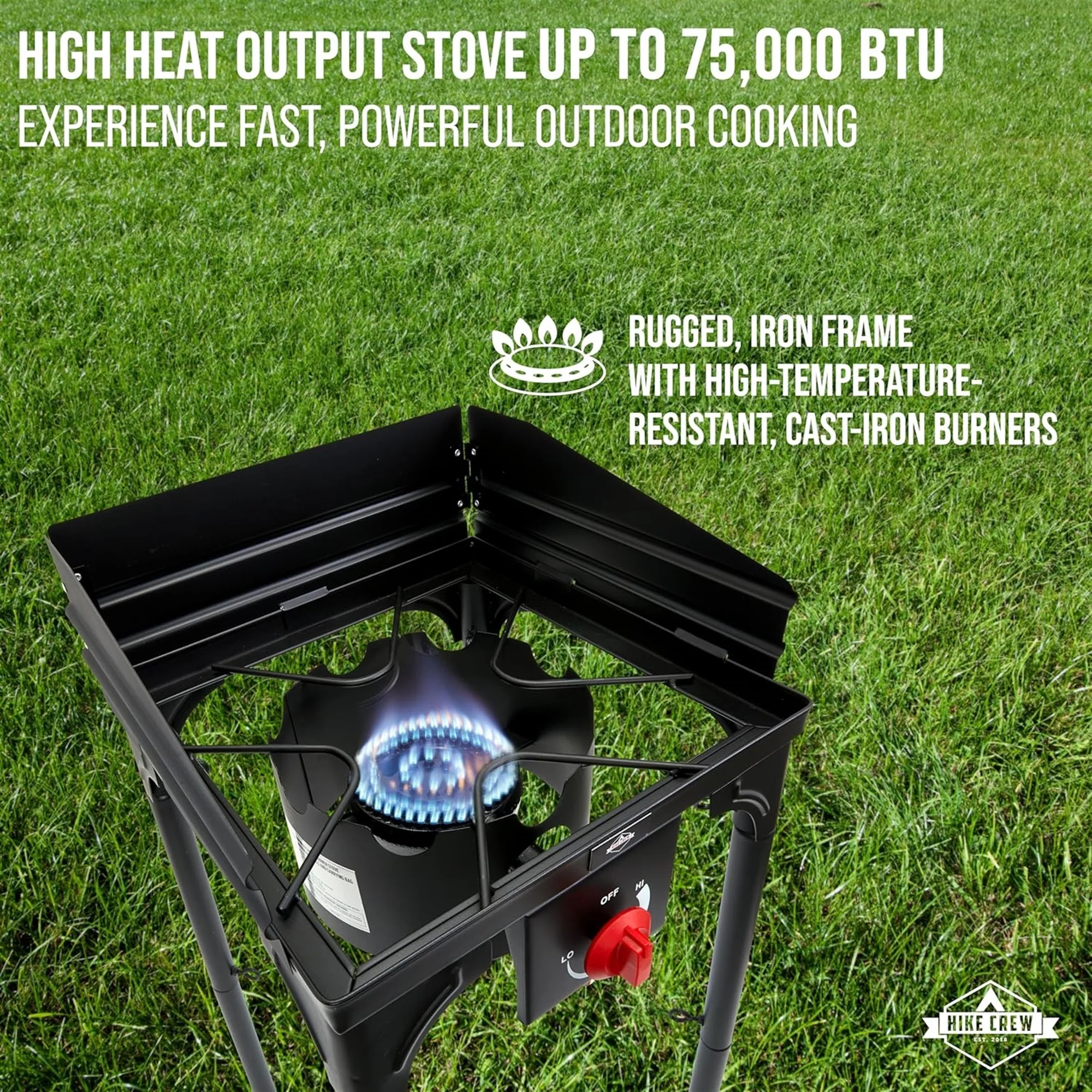 Hike Crew Cast Iron 1-Burner Gas Camping Stove, 75,000 BTU Portable Stove w/Flame. - Image 4