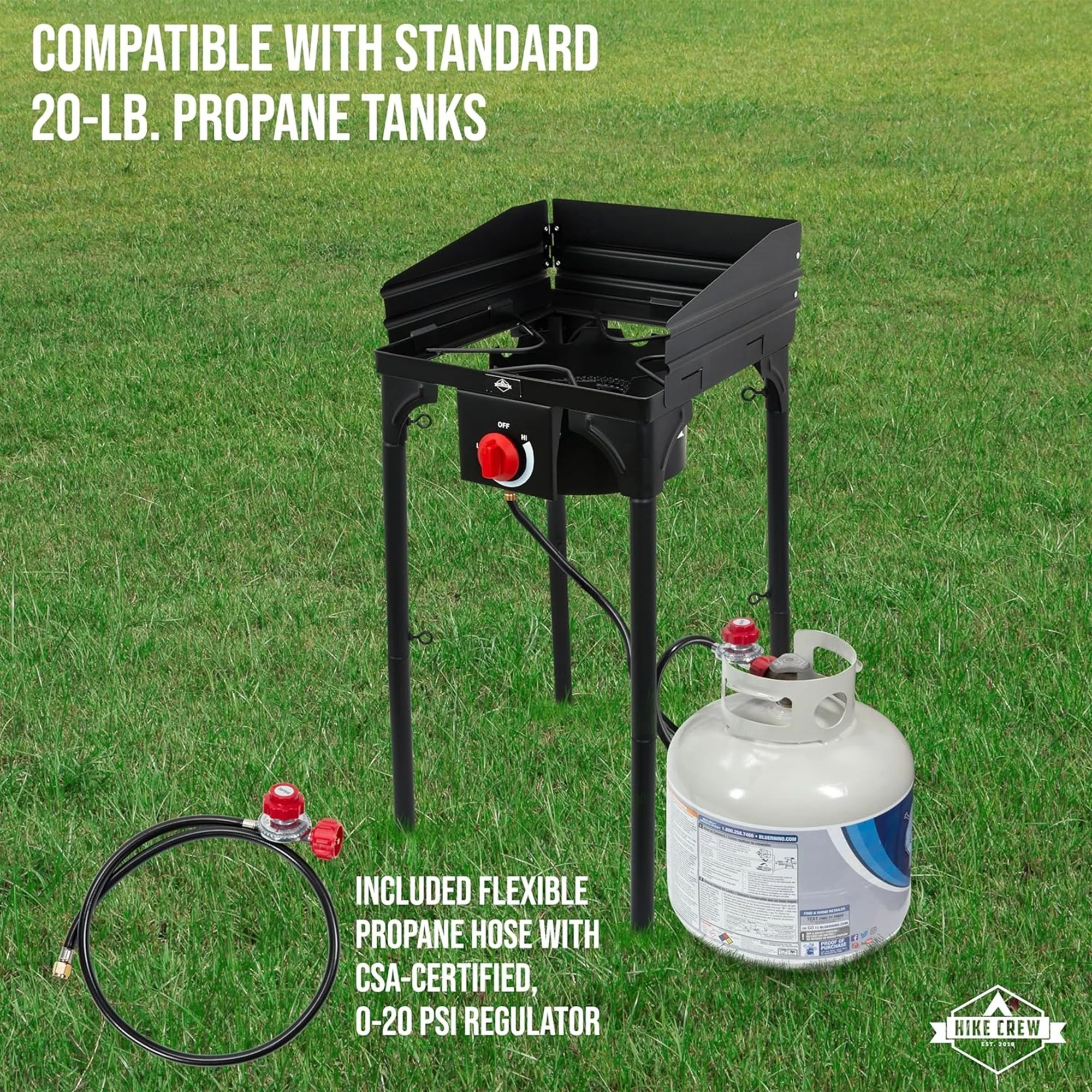 Hike Crew Cast Iron 1-Burner Gas Camping Stove, 75,000 BTU Portable Stove w/Flame. - Image 5