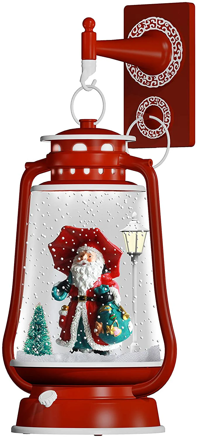 Holiday LED Lighted Musical Santa Lantern - Image 3