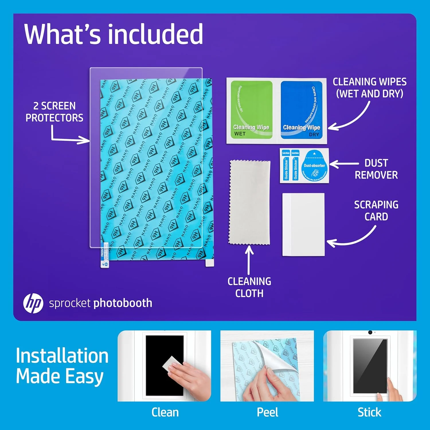 HP Sprocket Photobooth Screen Protector, 9H High-Transparency, Scratch-Resistant Screen Protector - Image 3