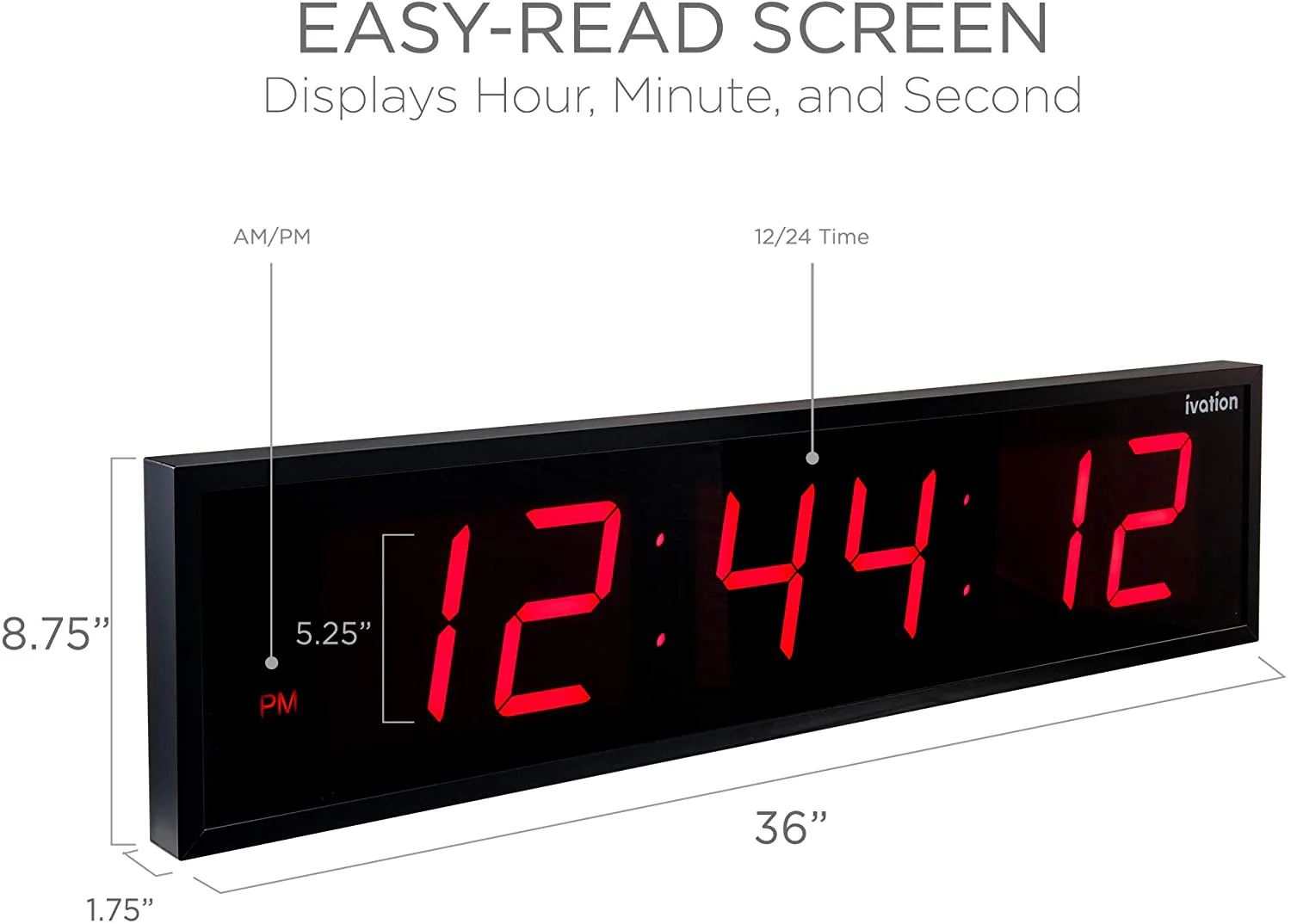 36 in. Large Digital Wall Clock, LED Digital Clock with Timer and Alarm - Image 9