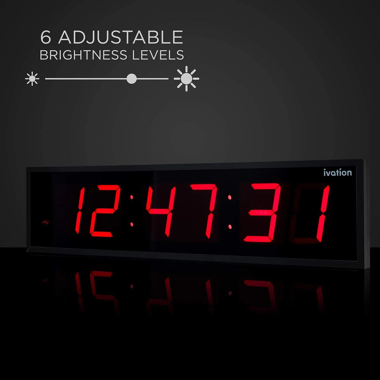 Huge Large Big Oversized Digital LED Clock - Shelf or Wall Mount | 6-Level Brightness, Mounting Holes & Hardware - Image 9