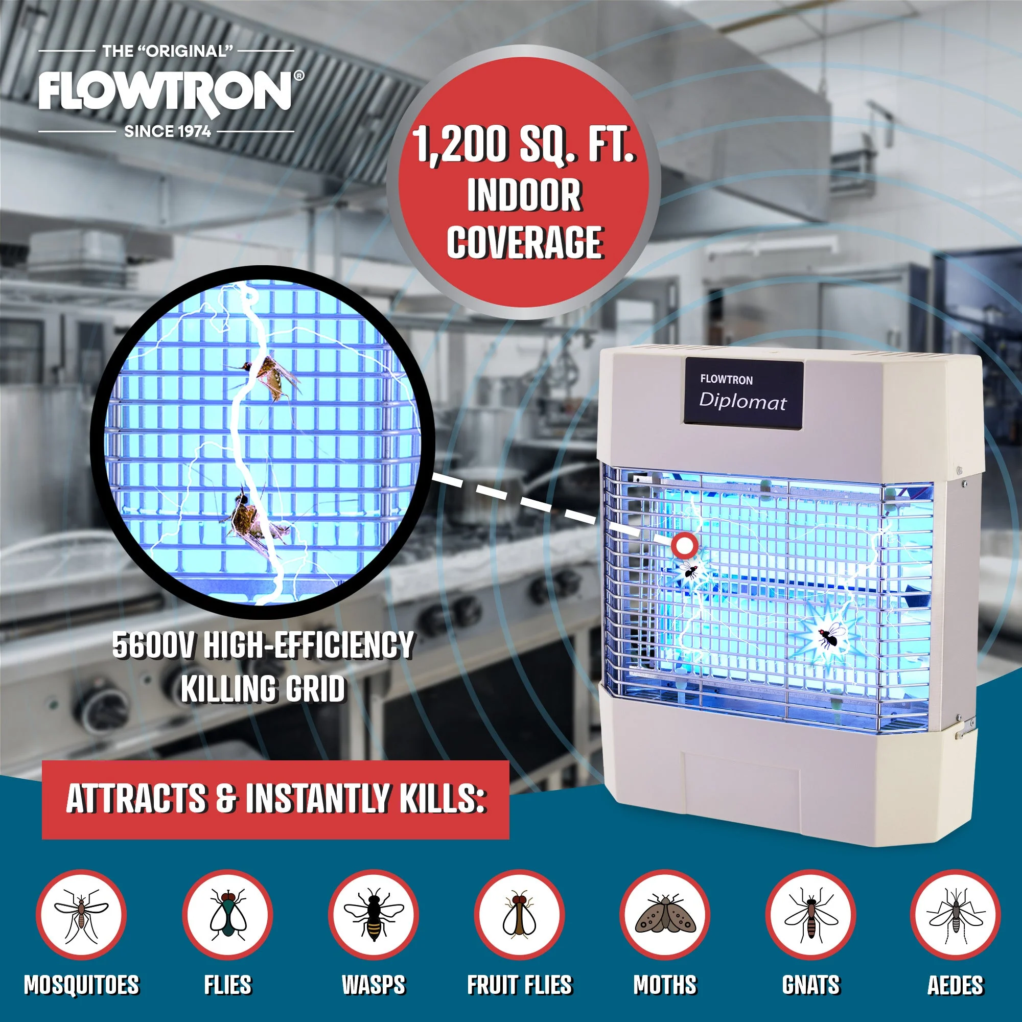 Flowtron 80W Indoor Commercial Bug Zapper, 1200 sq.ft coverage - Image 4