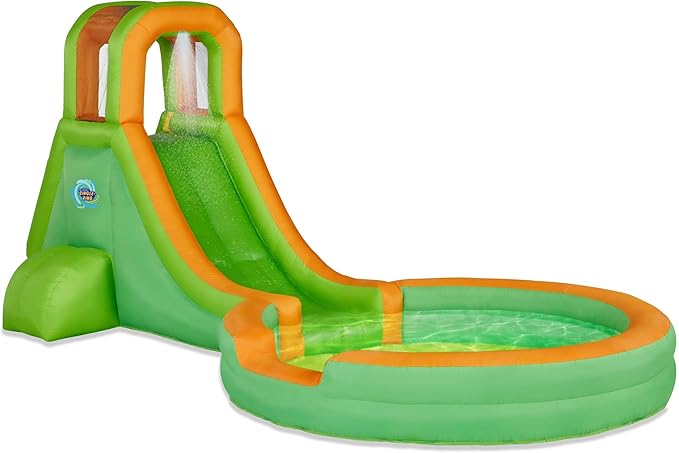Sunny & Fun Single Ring Inflatable Water Slide Park with Climbing Wall & Deep Pool - Red/Blue - Image 12