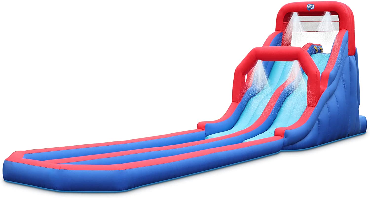 Inflatable Water Slide with Dual Climbing Walls and Slides