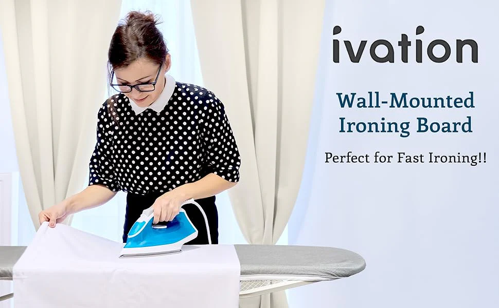Ivation Wall Mounted Ironing Board, 36.2” x 12.2” Fold Down Iron Board with Storage Shelf - Image 5