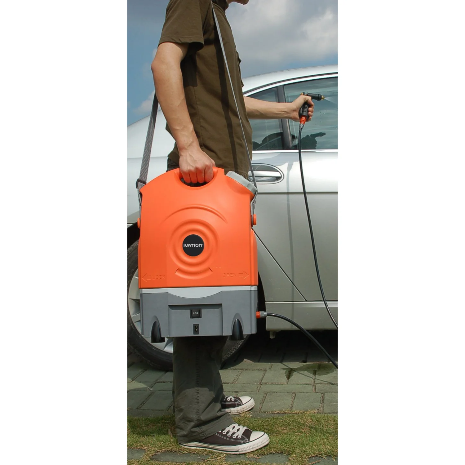 Ivation Multipurpose Portable Spray Washer - Rechargeable Portable Washer with 12V Plug & Wheels - Image 6