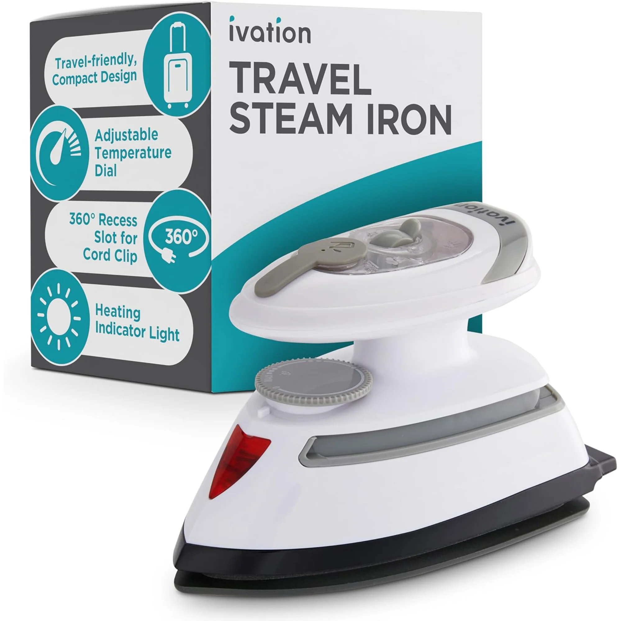 Ivation Travel Steam Iron, Dual Voltage Travel Iron & Clothes Steamer with Nonstick Soleplate & More - Image 2