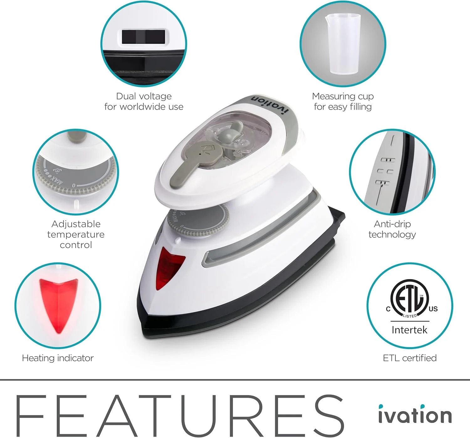 Ivation Travel Steam Iron, Dual Voltage Travel Iron & Clothes Steamer with Nonstick Soleplate & More - Image 3