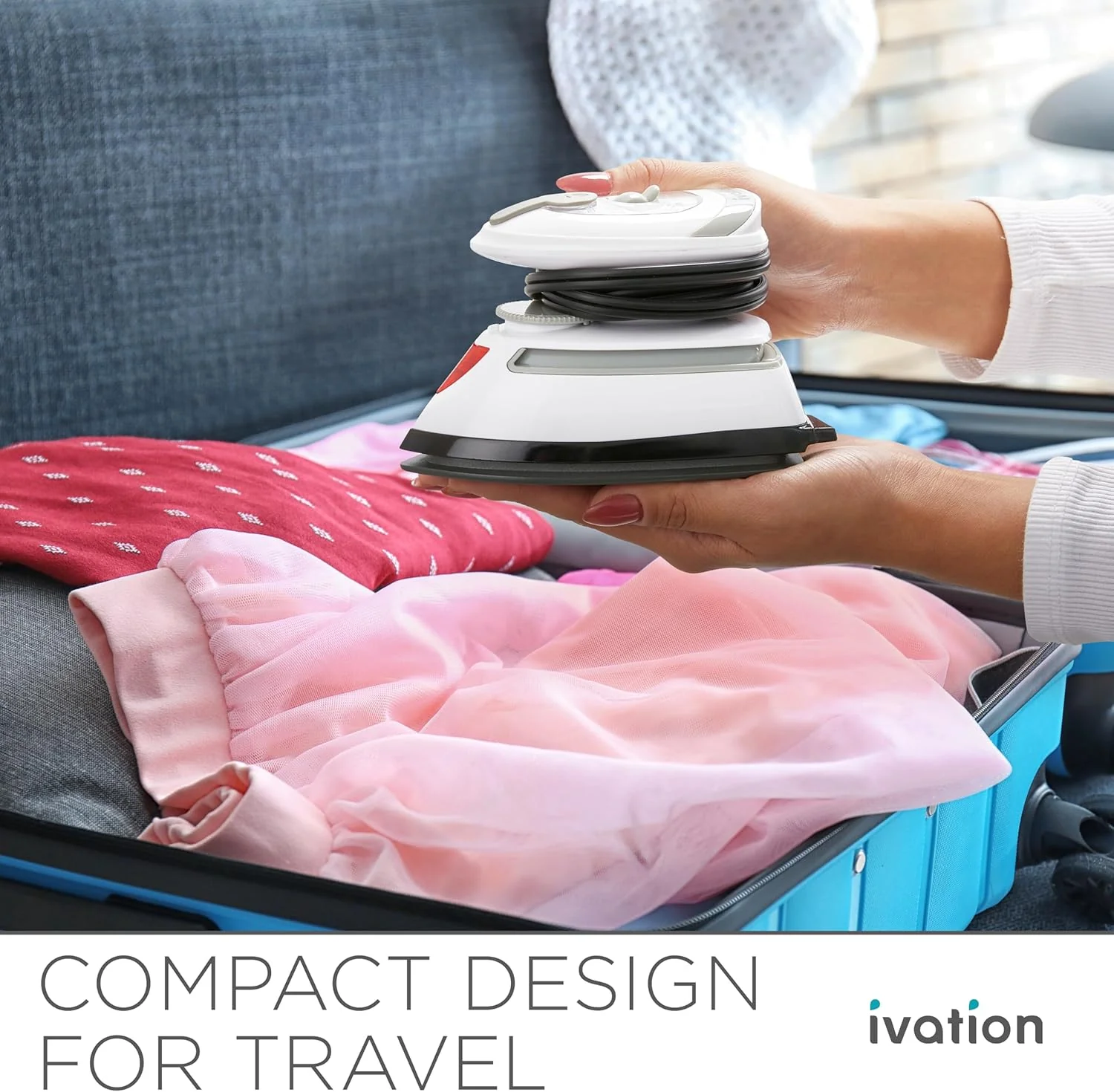Ivation Travel Steam Iron, Dual Voltage Travel Iron & Clothes Steamer with Nonstick Soleplate & More - Image 7