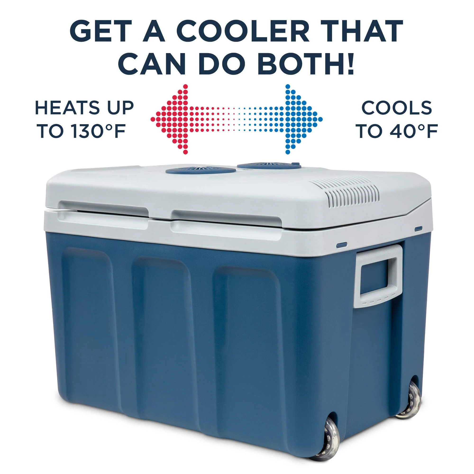 Ivation Electric Cooler & Warmer, 45 L Portable Thermoelectric 12 Volt Cooler with Wheels - Blue - Image 3