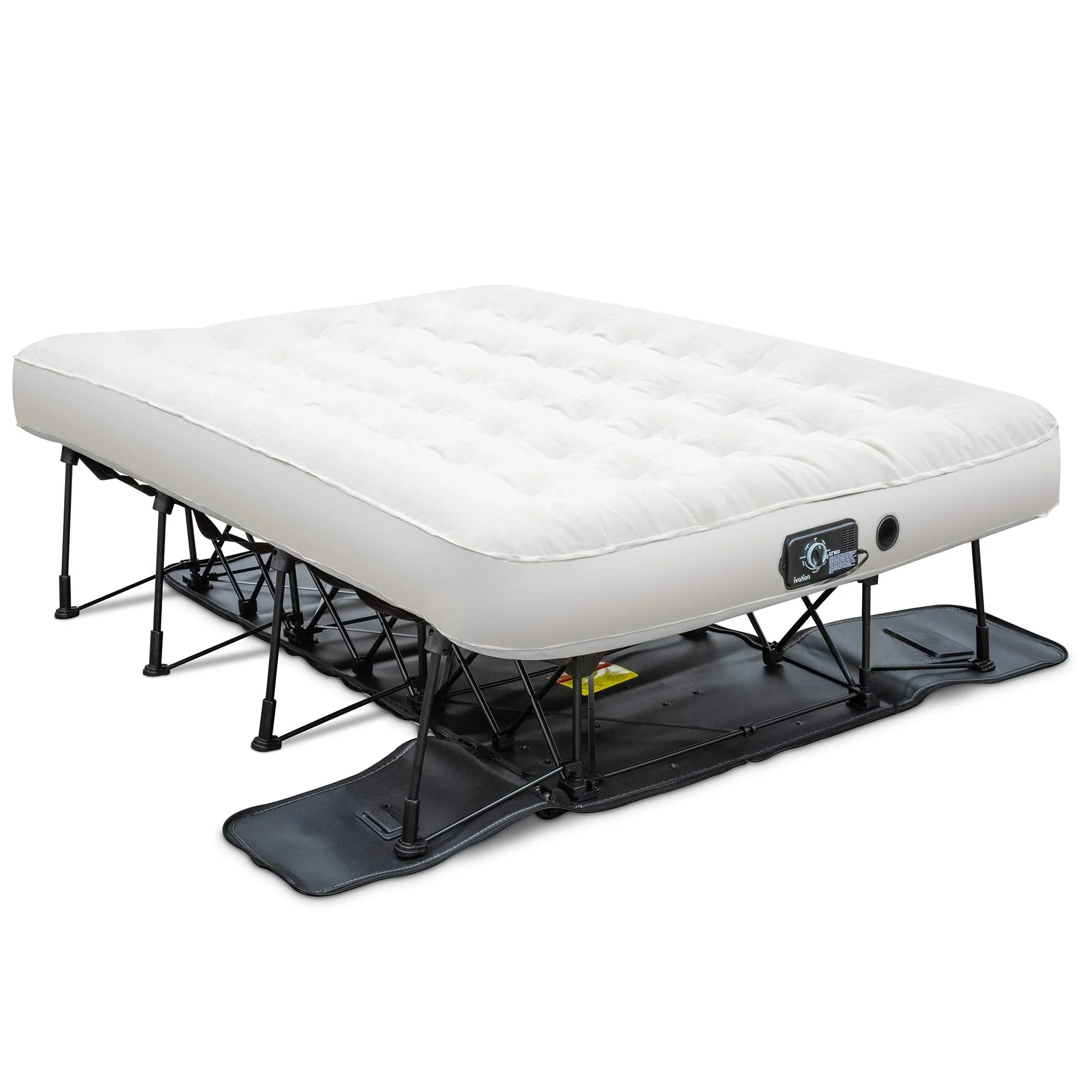 Ivation EZ-Bed Full size - Air Mattress with Frame & Rolling Case, Self-Inflating with Auto Shut-Off, Comfortable Bed for Guests & Travel
