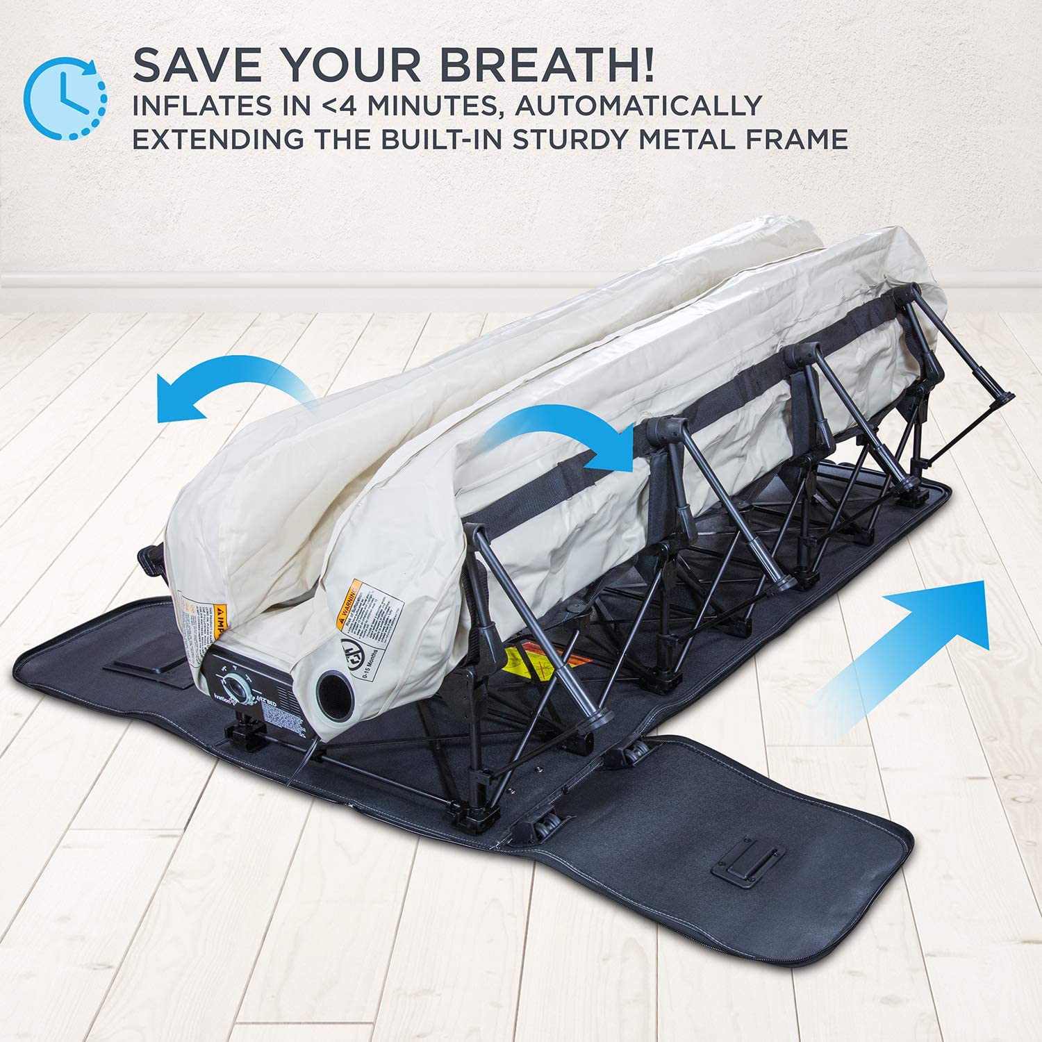 Ivation EZ-Bed Full size - Air Mattress with Frame & Rolling Case, Self-Inflating with Auto Shut-Off, Comfortable Bed for Guests & Travel - Image 2