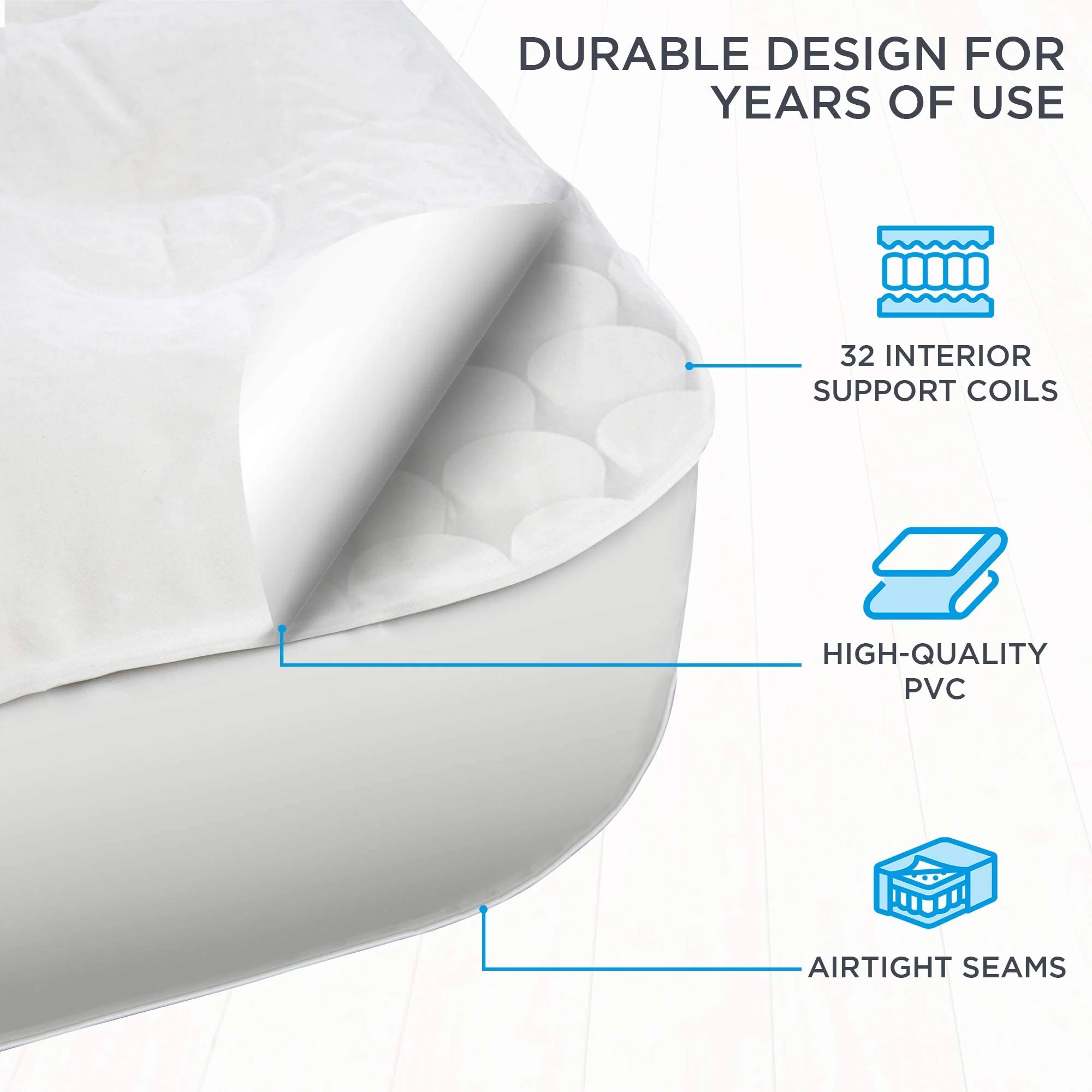 Ivation EZ-Bed Full size - Air Mattress with Frame & Rolling Case, Self-Inflating with Auto Shut-Off, Comfortable Bed for Guests & Travel - Image 3